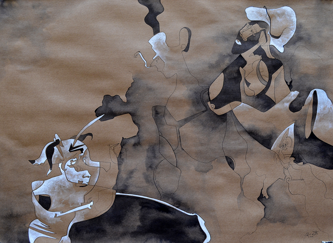 Diablo blanco, Diosa negra - Ink and watercolor on kraft paper 60 by 85 cm. 2015